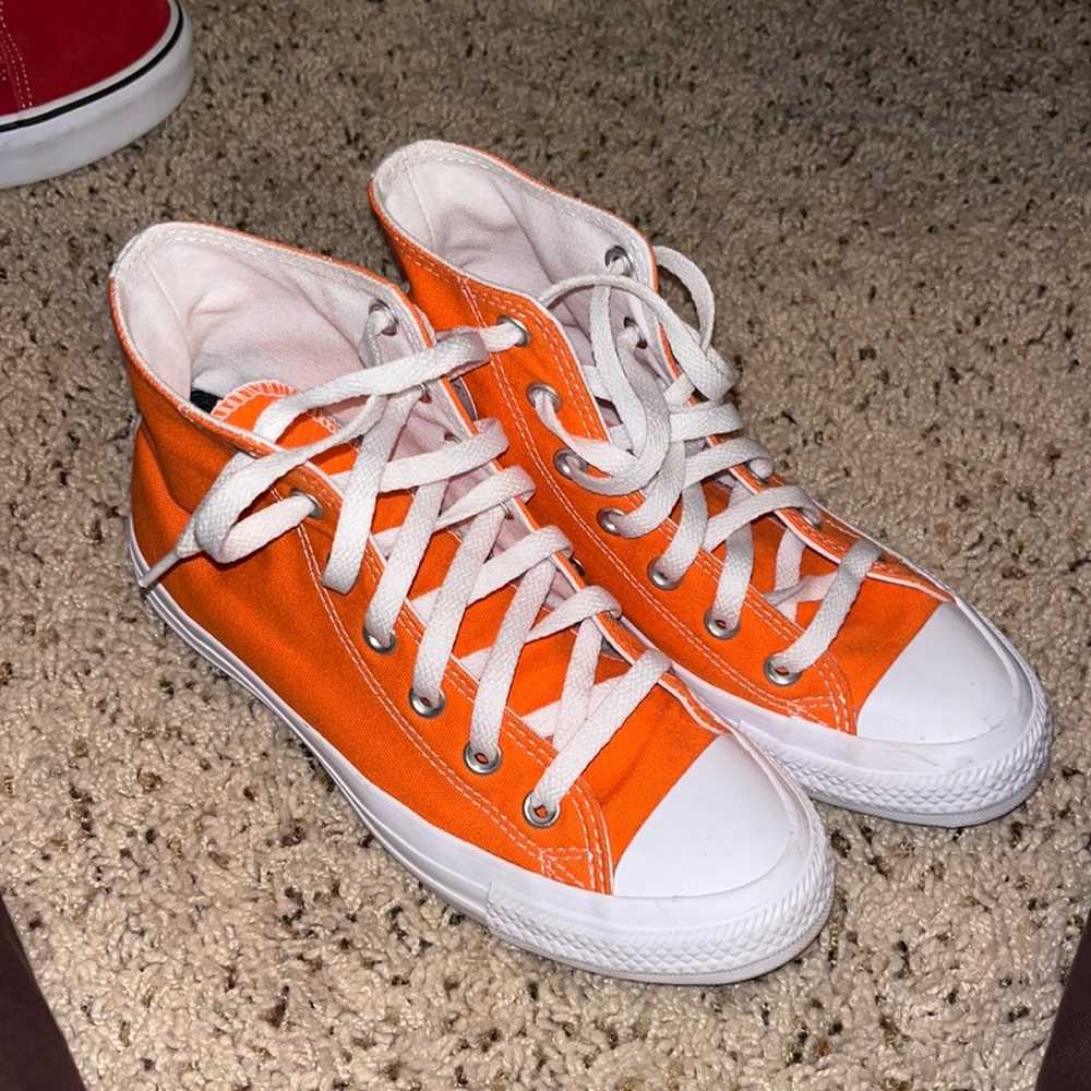 Custom ordered orange high top converse